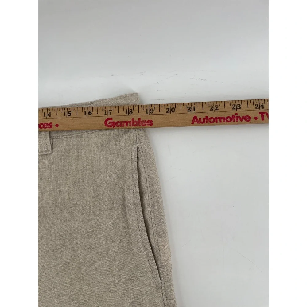 Linen Shorts Mens 36 Oatmeal 100% Linen‎ Flat Front Quiet Luxury Old Money